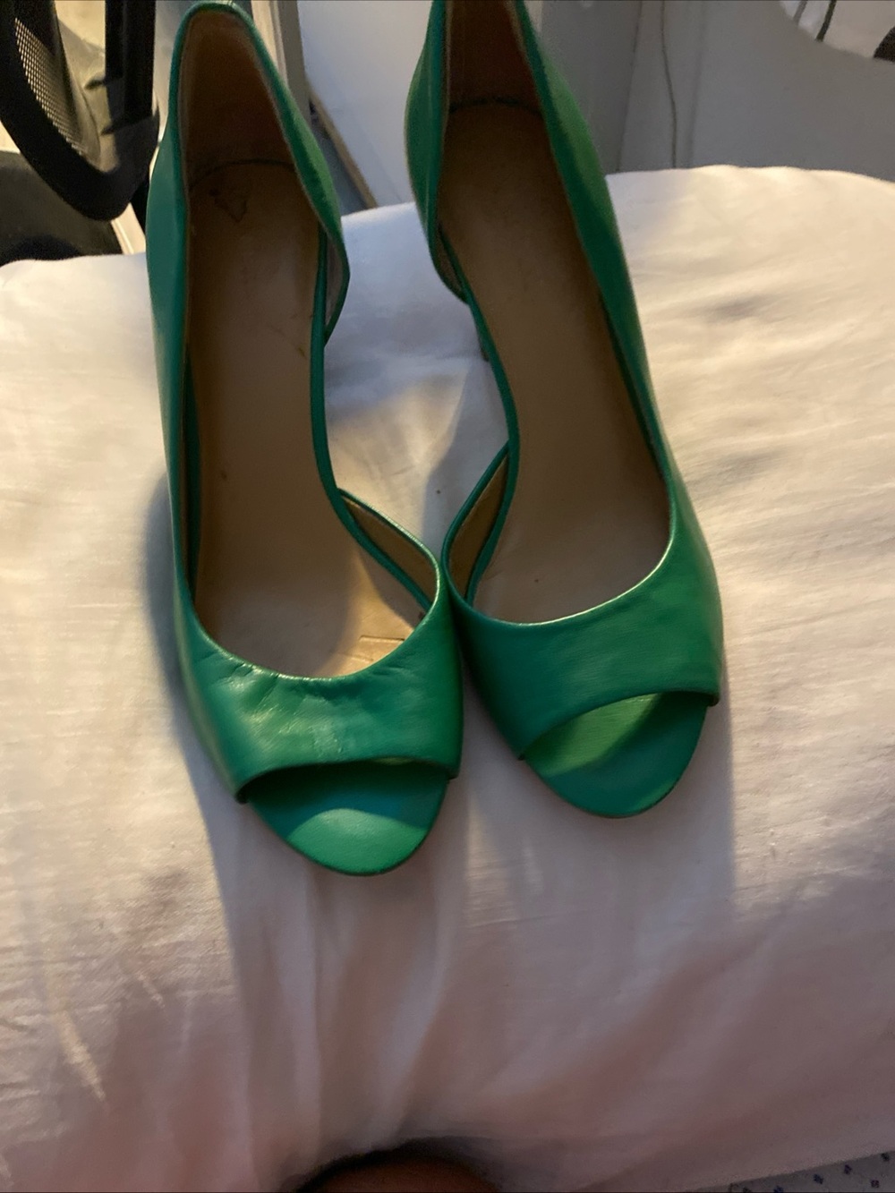 Green Peep-Toe Women’s Heels - Classic Open Toe Pumps